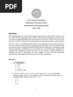 M SC Entrance Exam IITK 2024