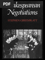 Stephen Jay Greenblatt Shakespearean Negotiations 1992