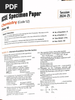 Arihant Chemistry Class 10th Sample Paper 2025