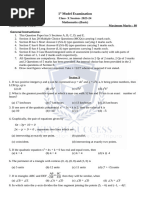 Model Exam I Class 10 Basic 2024-25