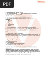 CBSE Class 6 Science Body Movements Worksheets With Answers - Chapter 8