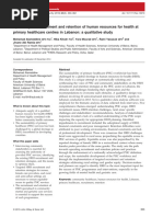 Upscaling The Recruitment and Retention of Human Resources For Health at Primary Healthcare Centres in Lebanon A Qualitative Study