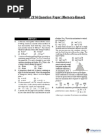 BITSAT 2014 Question Paper (Memory-Based)