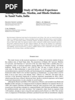 A Comparative Study of Mystical Experience Among Christian, Muslim, and Hindu Students in Tamil Nadu, India