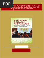 Behavioral Research and Analysis An Introduction To Statistics Within The Context of Experimental Design Fourth Edition Hendrick