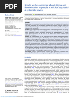 Should We Be Concerned About Stigma and Discrimination in People at Risk For Psychosis A Systematic Review