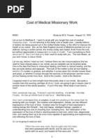 Cost of Medical Missionary Work