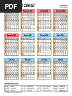 School Calendar 2021 2022 Landscape Year at A Glance