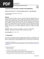 Social Ties and Home Bias in Mergers and Acquisations