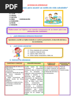 DIA 3 SESION DE APRENDIZAJE Elaboramos Un Tríptico Con Nuestra Propuesta de Acciones para Una Alimentación Saludable.