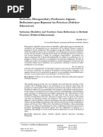 Inclusión, Discapacidad y Profesores Algunas Reflexiones para Repensar Las Prácticas (Político-Educativas)