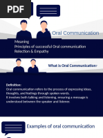 Oral Communication: Meaning Principles of Successful Oral Communication Relection & Empathy