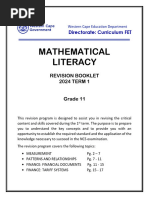 WCED Maths Lit Revision Booklet - Grade 11 Term 1 2024 QP