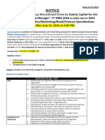 Notice-Registration For Campus Recruitment Drive by Godrej Capital - FY MBA 2024 or Pass Out in 2023 Batch ONLY - Deadline July 31, 2024