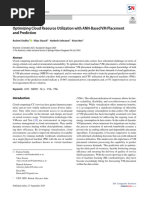 Optimizing Cloud Resource Utilization With ANN Based VM Placement and Prediction