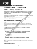 Expressive Arts Module 1 Summaries 2022 Production