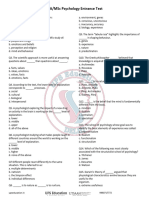 MA Psychology Entrance Test 25 March 2023