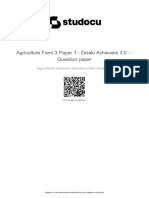 Agriculture Form 3 Paper 1 Zeraki Achievers 30 Question Paper