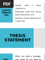 Thesis Statement and Outlining Student