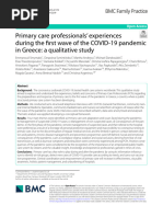 Primary Care Professionals' Experiences During The First Wave of The COVID-19 Pandemic in Greece - A Qualitative Study