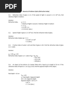 Numerical Problems Optics