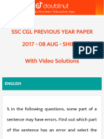 SSC CGL Previous Year Paper 2017 08 Aug Shift 3 Doubtnut English Medium