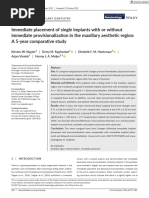 Immediate Placement of Single Implants With or Without Immediate Provisionalization in The Maxillary Aesthetic Region: A 5-Year Comparative Study