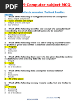 Standard 9 Computer Subject MCQ Solution