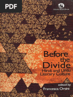 Before The Divide Hindi and Urdu Literary - Francesca Orsini