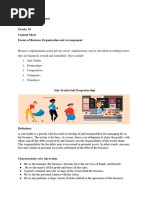 Forms of Business Organisation and Arrangement Sole Trader and Partnerships