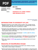 Bio 001 - Diversity and biomolecules