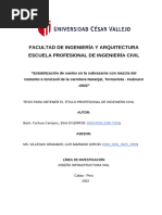 ESTABILIZACION DE SUELOS EN LA SUBRAZANTE CON MEZCLA DEL CEMENTO E IONICSOIL DE LA CARRETERA NARANJAL, TORNAVISTA, HUÁNUCO -2022