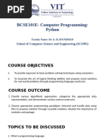 BCSE101E- Computer Programming 01