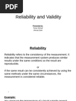 Validity and Reliability