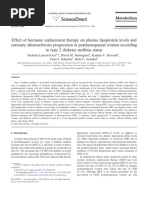 Effect of hormone replacement therapy on plasma lipoprotein levels and coronary atherosclerosis progression in postmenopausal women according to type 2 diabetes mellitus status