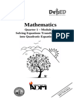 Solving Equations Transformable Into Quadratic Equation