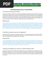 Mock Questions for Usa F-1 Visa Interview