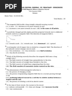 10 CBSE QA Magnetic Effects of Electric Current