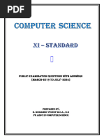 11th Computer Science Public Exam 2019 to 2024 Questions With Answer Key English Medium PDF Download