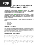 three level schema architecture in DBMS