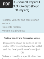 PHY 101 Velocity and Acceleration Vectors, Projectile and Circular(Engr Shakirullah)