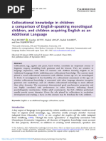 Collocational knowledge in children. A comparison of English-speaking monolingual children, and children acquiring English as an Additional Language