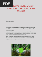 Informe de Invetigacion y Analisis de Ecosistemas en El Ecuador