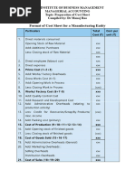 Cost Sheet