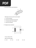 Electromagnetic Effects (Multiple Choice) QP