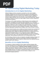 AI Transforming Digital Marketing Today