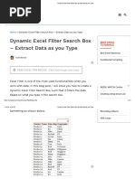 Dynamic Excel Filter Search Box (Extract data as you Type)