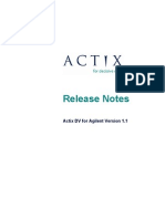 Release Notes: Actix DV For Agilent Version 1.1