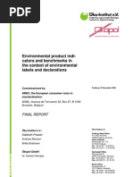 Environmental Product Indi-Cators and Benchmarks in The Context of Environmental Labels and Declarations