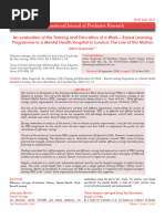 An evaluation of the Training and Education of a Work – Based Learning Programme in a Mental Health Hospital in London: The role of the Matron